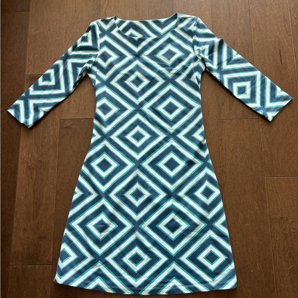 New💥Mahi Gold 3/4 sleeve Bimini dress, Geometric design Patterned, XS